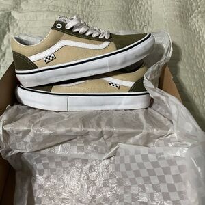 Vans Olive and Beige Athletic Shoes